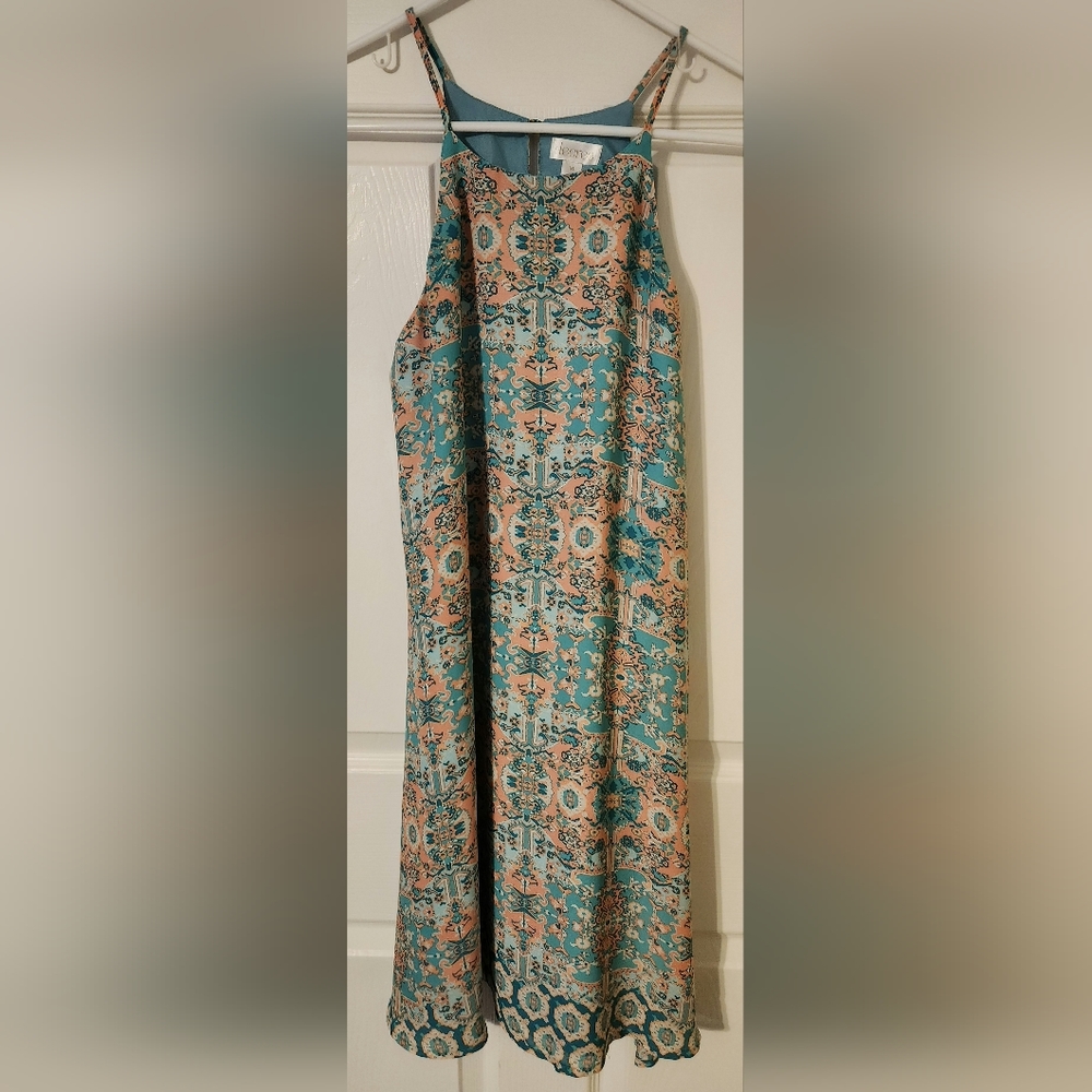Decree Women's Tank Dress Fully Lined Pink and Green Size Medium